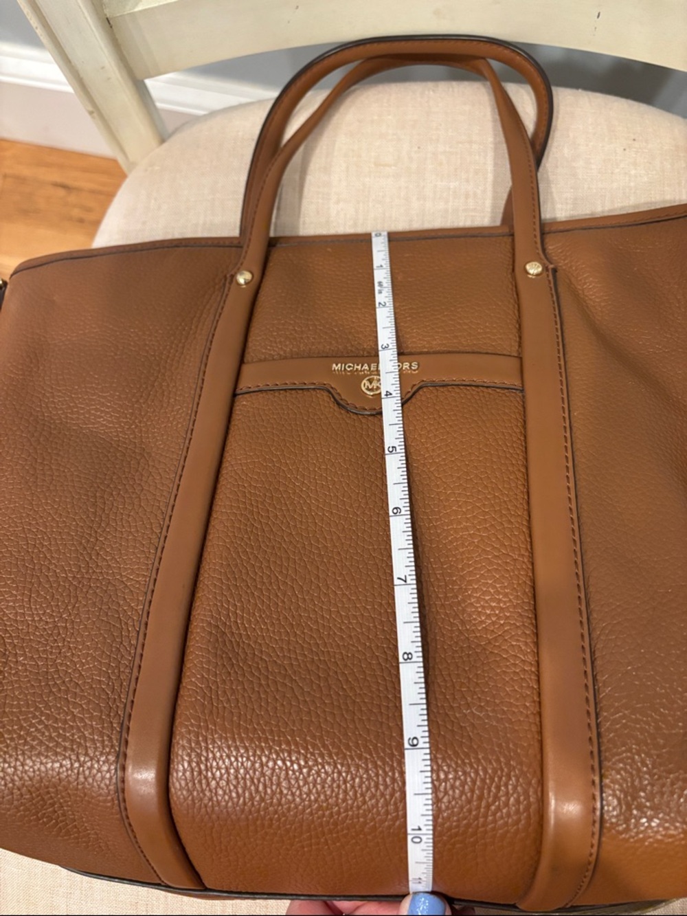 Michael Kors Beck Cognac Pebbled Leather Laptop convertible Tote - Picture 10 of 10